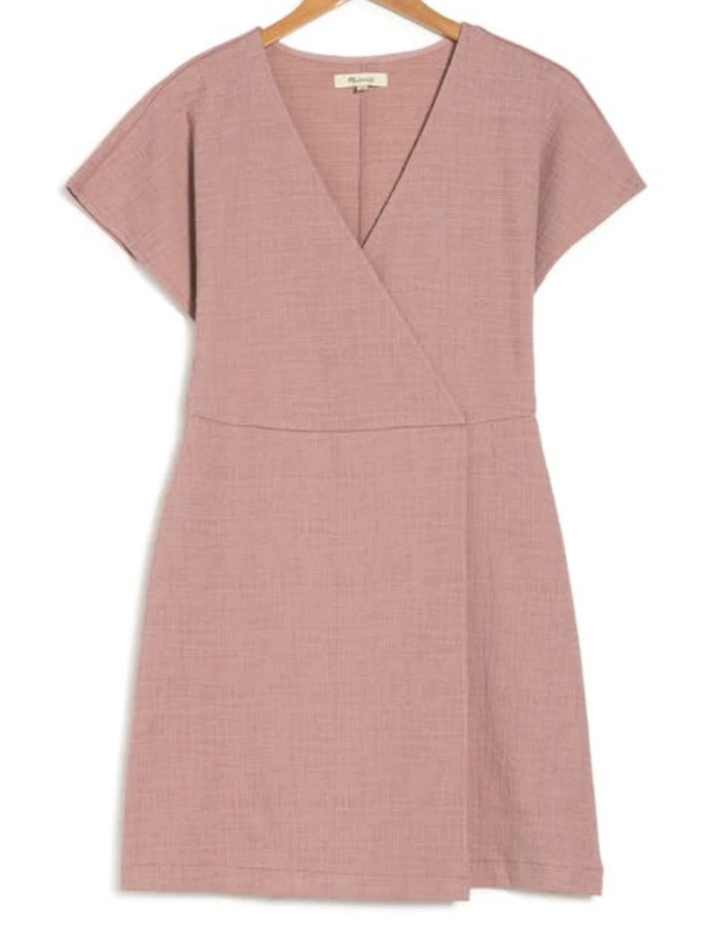Madewell Pink Cross Front Flutter Sleeve Mini Dress 2X NWT